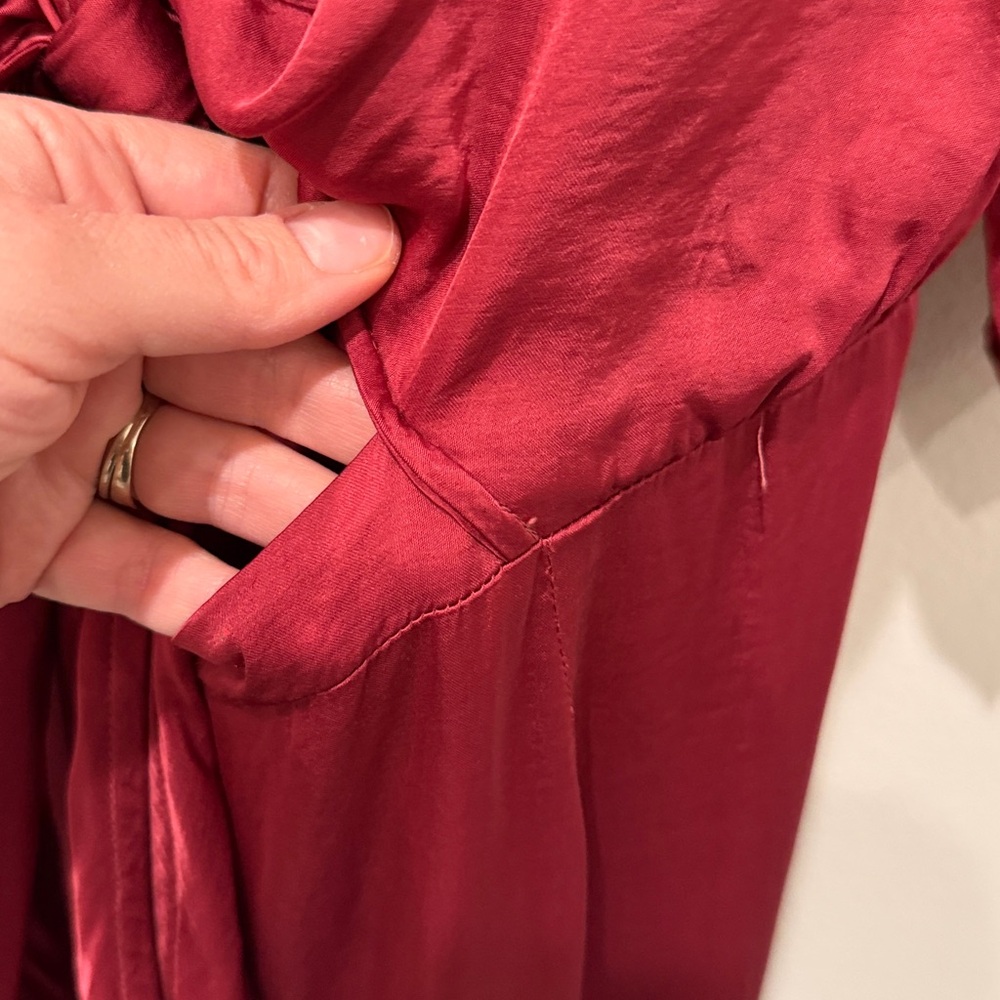 NWT Free People Young Fabulous and Broke Rose Tie-Front Satin Jumpsuit Size M - Picture 7 of 11